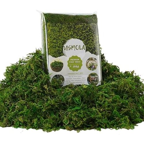 USMOLA Green Moss for Crafts - 4OZ Fake Moss for Indoor Plants, Terrariums, Fairy Gardens & Tabletop Displays | Perfect for Miniature Scenes, Pot Filler & Home Decor Projects