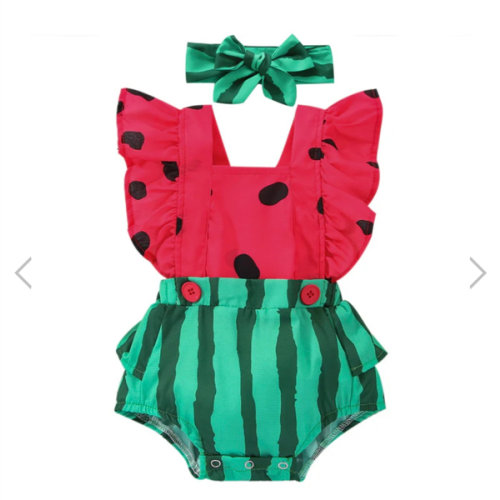 SWEET WATERMELON Romper with Headband - Hazel & Bo