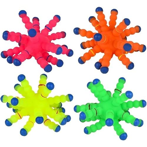 Neon Color Tactile Atom Balls (3.5") Random Colors Strechy Soft Jelly Rubber Calming Figdet Toy for Kids and Adult Autism ADHD Stress Relief (1 Ball)