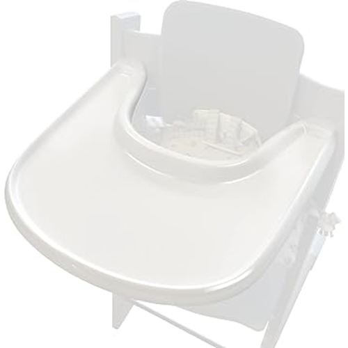 Baby High Chair Tray Compatible with Stokke Tripp Trapp Chair (V2 and Beyond) with Smooth Surface and Strong Suction Power Made of Food-Safe Plastic (BPA BPS BPF Lead Phthalate Free) - White