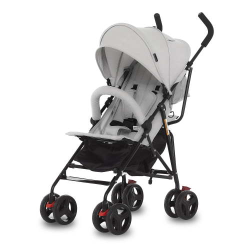 Dream On Me Vista Moonwalk Stroller | Lightweight Infant Stroller with Compact Fold | Multi-Position Recline | Canopy with Sun Visor | Perfect for Traveling and Theme Parks, Light Gray