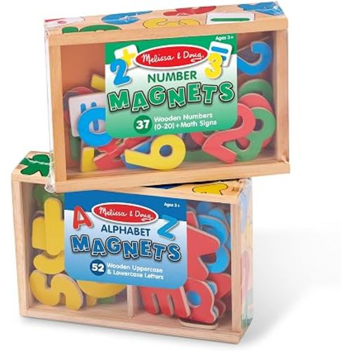 Melissa & Doug Deluxe Magnetic Letters and Numbers Set – 89 Wooden Alphabet Magnets & Numbers, Educational Learning Toys for Preschool Kids Ages 3+