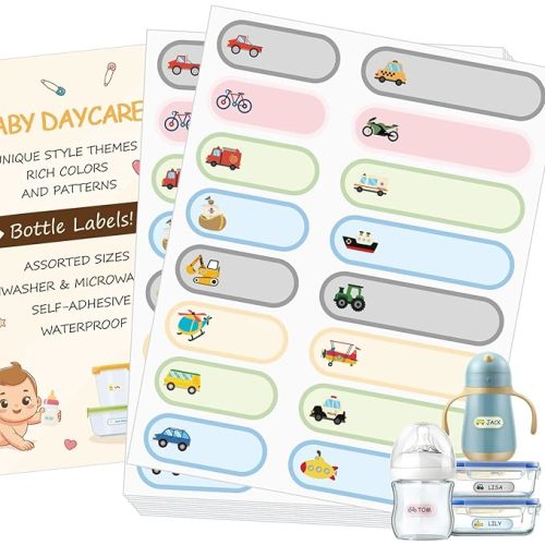 480Pcs Baby Bottle Labels for Daycare, Waterproof Name Labels for Kids Daycare Essentials for Nursery and Preschool (Dinosaurs)