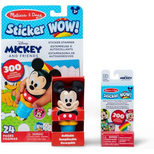 Melissa & Doug Sticker Wow!™ Disney Mickey Mouse Bundle: 24-Page Activity Pad, Stamper, 500 Stickers, Mini Pad, Arts and Crafts Fidget Toy Collectible Character