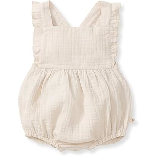 Burt's Bees Baby Girls Bubble Romper, 100% Organic Cotton One-piece Shortall and Layette Girl Outfit