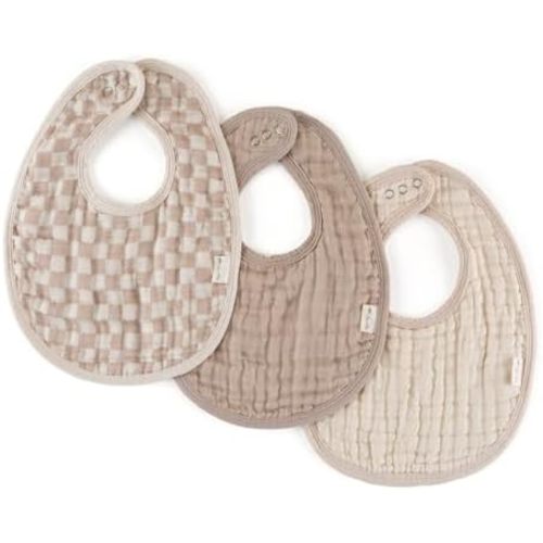 Itzy Ritzy Baby Bibs Set of 3, Ultra-Soft Cotton Muslin Bibs (Checkerboard)