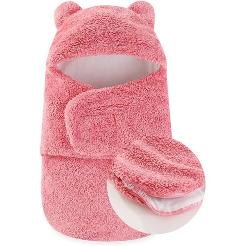 AiWMGL Baby Winter Fleece Swaddle Blanket Boys Girls Warm Soft Plush Sleeping Sacks Adjustable 0-3 Months Newborn Swaddling Wrap