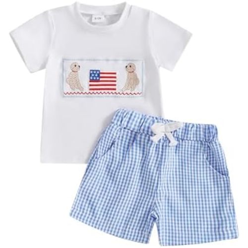4th Of July Baby Boy Girl Outfit Toddler Truck Flag T Shirt Top Shorts Fourth Of July Outfits Cute Summer Clothes