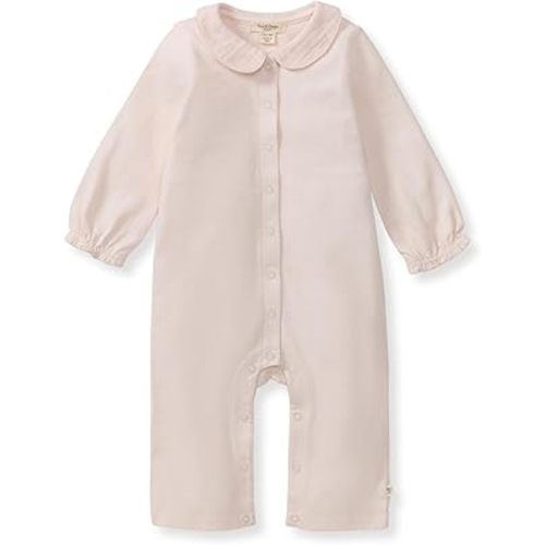 Burt's Bees Baby Girls Long Sleeve Jumpsuit with Collar, 100% Organic Cotton Romper One-Piece Outfit Coverall
