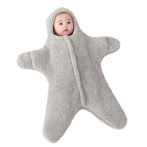 Baby Sleep Sack Boys Girls Fleece Winter Sleeping Long Sleeve Onesies Pajamas Star-Fish Warm Sleeping Bag Snowsuit, Dark Gray, 6 Months