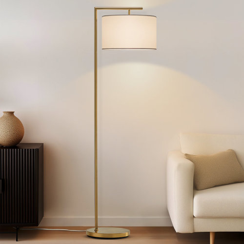 Brightech Montage Modern 60 in. Unique Standing Mid Century Modern Floor Lamp with Fabric Drum Shade - LED Bul & Reviews | Wayfair
