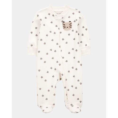 Baby Tiger Print 2-Way Zip Cotton Sleep & Play Pajamas - Ivory | Carter's
