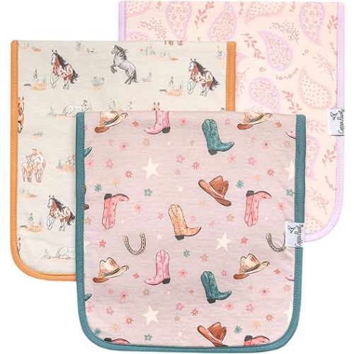 Copper Pearl Baby Burp Cloth Large 21''x10'' Size Premium Absorbent Triple Layer 3-Pack Gift Set Cheyenne