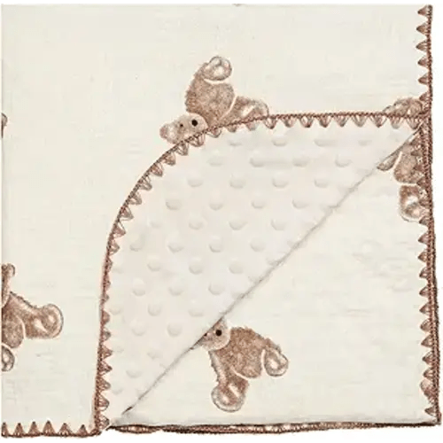 Baby Blanket Double Layer Cotton 40 x 40 Soft Receiving Blanket with Pattern Machine Washable Brown Bear