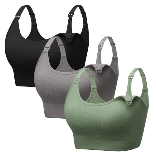 Angelhood Wireless Nursing Bras for Breastfeeding,Maternity Sport Bralettes | Pregnancy Full Bust Bralettes with Extenders, Comfort Postpartum Essentials Sleep Bra Pack, Minimizer V Neck Bralettes