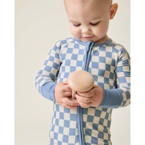 Bamboo Baby Pajamas | Blue Checker | Kindred Bravely