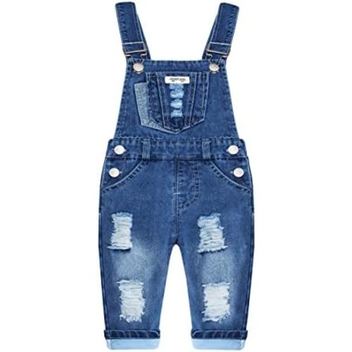 KIDSCOOL SPACE Baby Girl Boy Jean Overalls,Little Kid Bib Pocket Denim Workwear