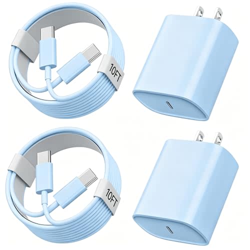 Phone 17 16 15 Charger Fast Charging, 10 FT Long USB C Charger Cord with 20W Type C Fast Phone Charging Block forPhone 17/17 Pro/17 Pro max/Air/Phone 16 15 Pro Max Plus, iPad, Android,Blue