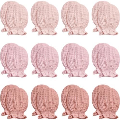 Pro Goleem Muslin Baby Mittens for Newborn, 100% Cotton No Scratch Soft Breathable Gloves for Boys and Girls 0-6 months