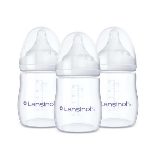 Lansinoh Biberones Anticólicos para Bebé, Plástico Libre de BPA, 5oz, Paquete de 3, Tetinas de Flujo Lento (Talla S), Biberón para Amamantar, Diseño NaturalWave, Esenciales para Bebé es elegible para HSA/FSA