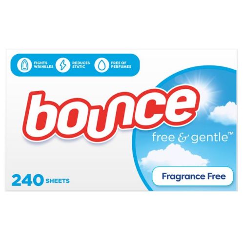 Bounce Fabric Softener Sheets - Free & Gentle - 240ct: Box, Dermatologist Tested, Sensitive Formula, Bleach-Free