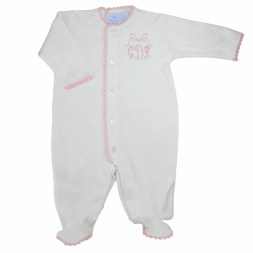 Pixie Lily Footie Baby Girl White Pink Take Home Outfit - Hiccups Children's Boutique