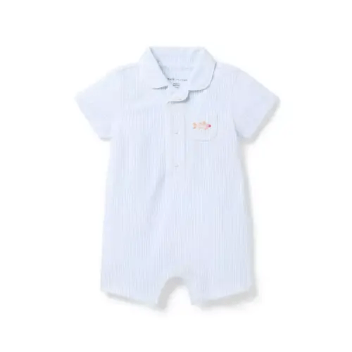 Baby Snowmelt Blue Stripe Baby Striped Fish Romper by Janie and Jack
