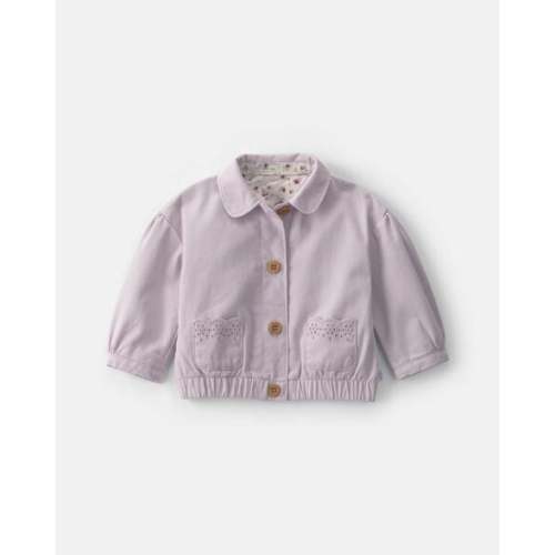 Baby Girl Twill Bomber Jacket - Purple | Carter's