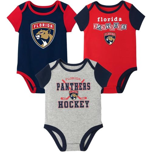 Outerstuff Florida Panthers 3-Pack Team Logo Newborn/Infant Baby Bodysuit Onesie