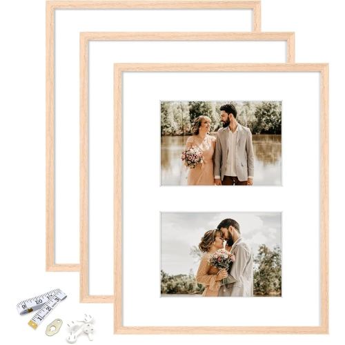11x14 Picture Frame, OAK Wood, Set of 3