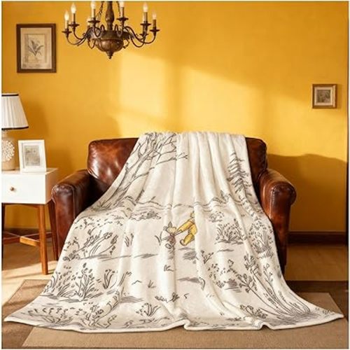 Children's Flannel Blanket 50"x40"/60"x50" inches Bear and Piglet Pattern Throw Blanket for Boys Girl's air Conditioning Blanket, (50"x40")