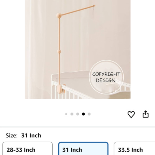 Crib Mobile Holder, HBM Wooden Mobile Arm & Hanger for Crib, Nursery Decor for Baby Girl Boy