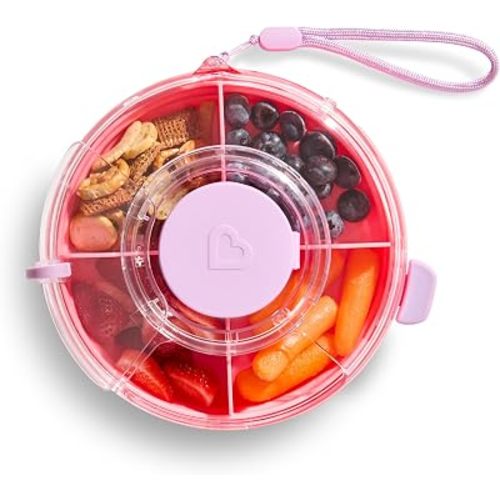 Munchkin Snack Containers for Kids, Rotating Snack Wheel with Lid, Pink