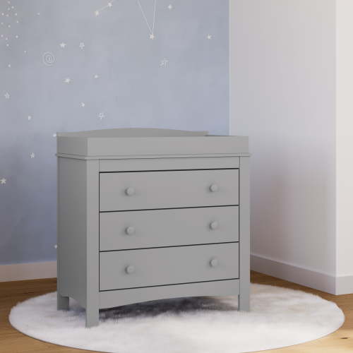 Graco Noah 3 Drawer Infant Diaper Changing Table Dresser, Pebble Gray