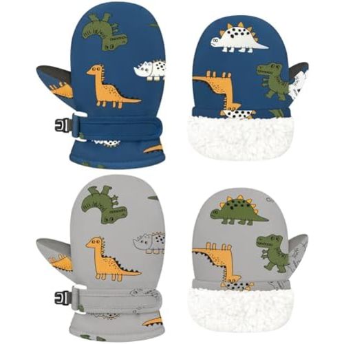 Sarfel 2 Pairs Toddler Gloves Waterproof Toddler Winter Mittens for Kids Snow Gloves Warm Baby Winter Mittens for Boys Girls