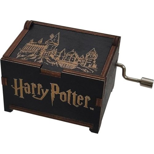 TheLaser'sEdge, Harry Potter Mini Music Box with Movies Hedwig's Theme, Gifts for Women, Men, Birthday, Christmas, Mother’s Day, Anniversary or Merchandise Décor (Black Personalized)