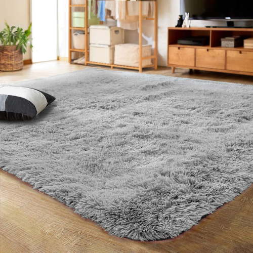 Lochas Soft Indoor Modern Big Area Rugs Fluffy Living Room Carpets for Bedroom Home Decor Nursery Rug 8x10 Feet, Gray