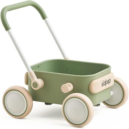 PULA Baby Push Walker with Wheels Toddler Wagon for First Learner Baby Toys 6-12 Months, 1 Year Old Birthday Gifts, Indoors and Outdoors (Green)