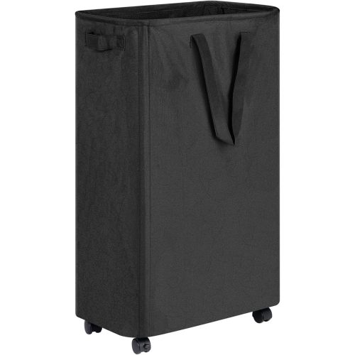 efluky Slim Laundry Hamper with Wheels, Rolling Laundry Basket for Clothes, Small Laundry Basket for Bedroom, Dorm and Laundry Room, 75L (19.8 Gallons) Black