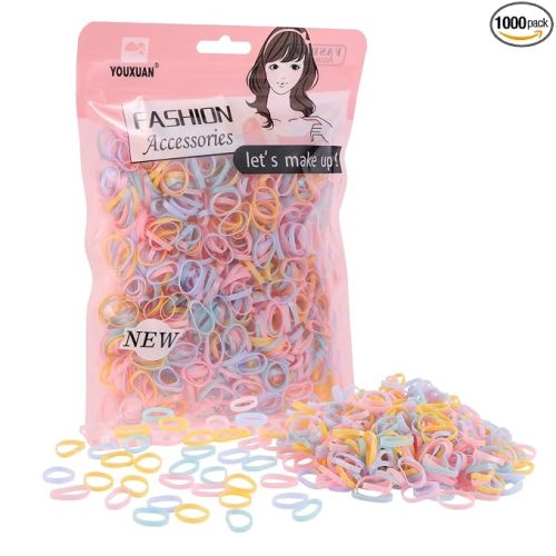 Youxuan 1000 Pack Mini Elastic Hair Ties for Girls, Baby & Kids, Soft Small Rubber Bands, Thin Ouchless Invisible Ponytail Holders for Fine Hair, Multi-Use Strong Stretchy Hairbands