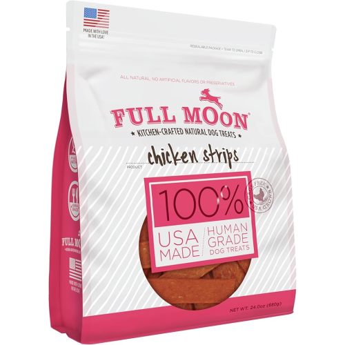 Full Moon Chicken Strips Healthy All Natural Dog Treats Human Grade Made in USA Grain Free, 1.5 Pound (Pack of 1)