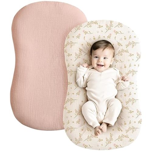 Konssy 2 Pack Muslin Baby Lounger Covers, Covers Only, 30.7" x 20"
