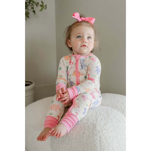 Convertible Bamboo Zip Romper in Little Fossil Pink | Caden Lane