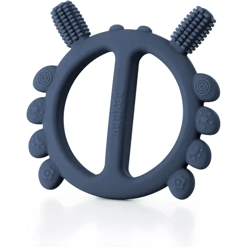 Haakaa Silicone Crab Baby Teether,Teething Toys,360°Baby Toothbrush Head for Infant Self-Brushing Training,Food-Grade Silicone,Steel Blue