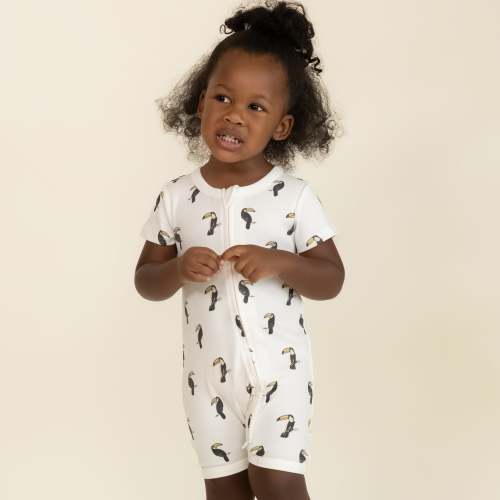 Organic Short Zip Romper - Toucan