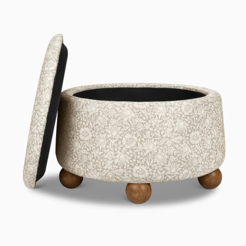 Namesake Morris & Co. x Namesake Tuffet Storage Ottoman - Mallow In Ash Performance Eco-Weave