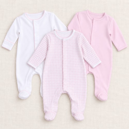 Baby Girl Footie Set - Peek-a-Boo Wishes + Essentials - Set of 3