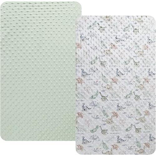 Dot Bassinet Sheet Set 2 Pack Stretch Fitted Cradle Sheets,Ultra Soft