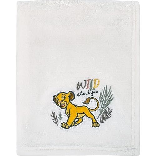 NoJo Disney Lion King - Wild About You Ivory Simba Super Soft Baby Blanket with Applique