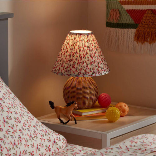 Round Faux Rattan Kids' Lamp with Pleated Floral Shade - Pillowfort™ : Target